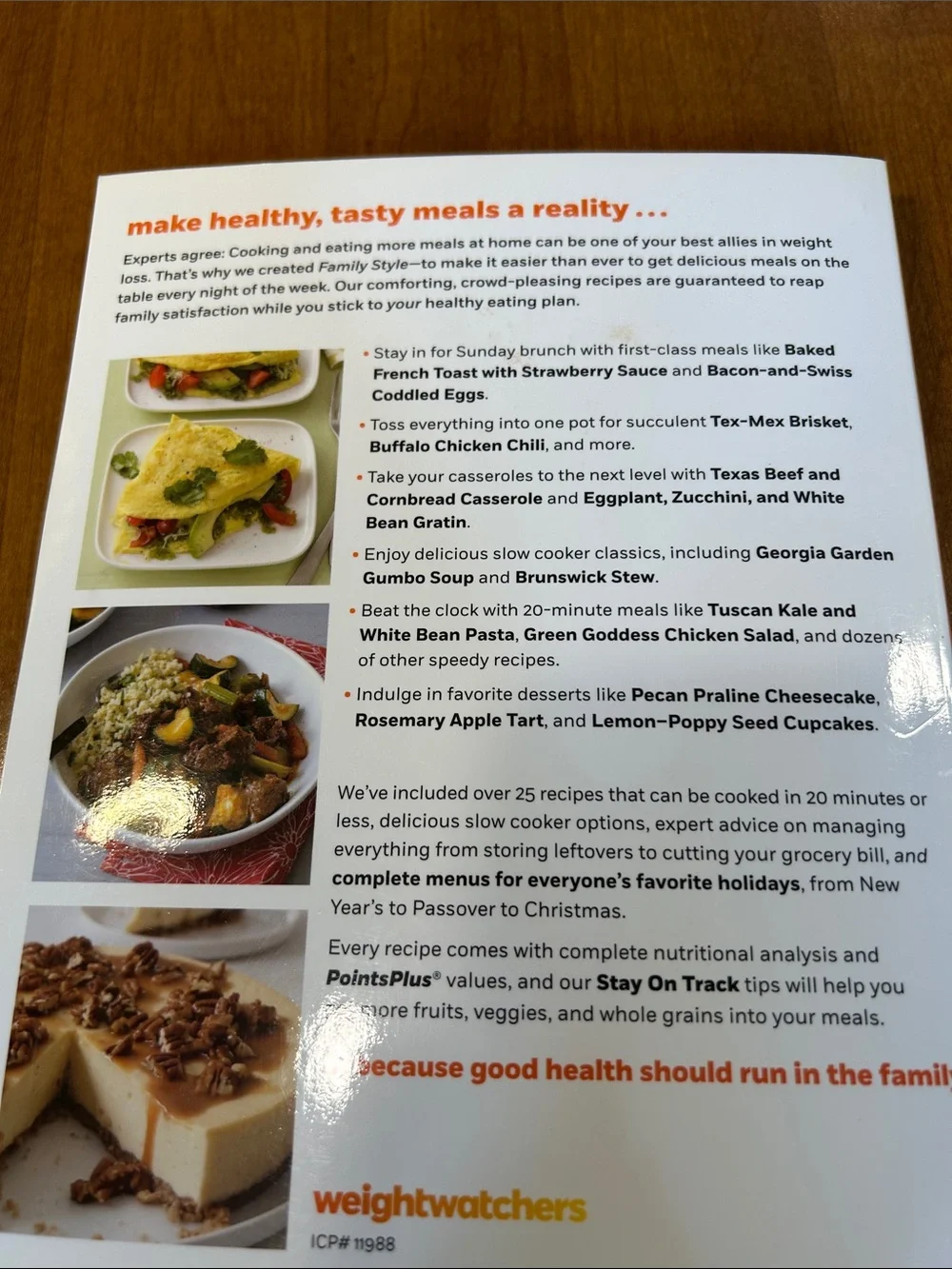 Weight Watchers Family Style Cookbook - Red and Yellow Cover
